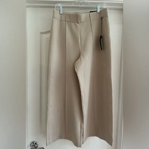 JNY Jones New York Light Tan Crop Wide Leg Pants - Size L - Picture 2 of 10